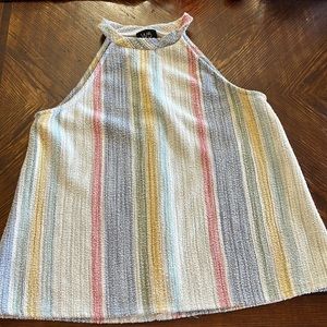 Anthropology High Neck Striped Knit Tank